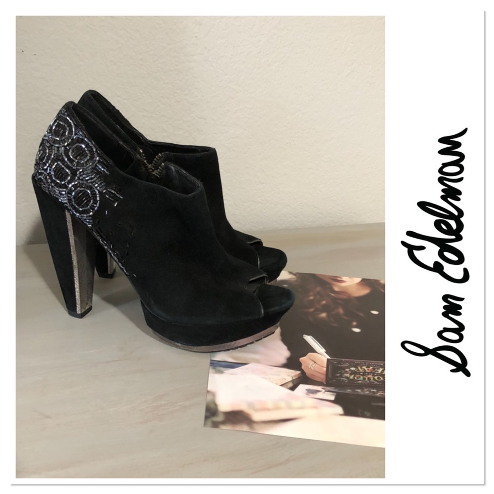 Sam Edelman Open Toe Bootie With Sequins / Zipper - image 1